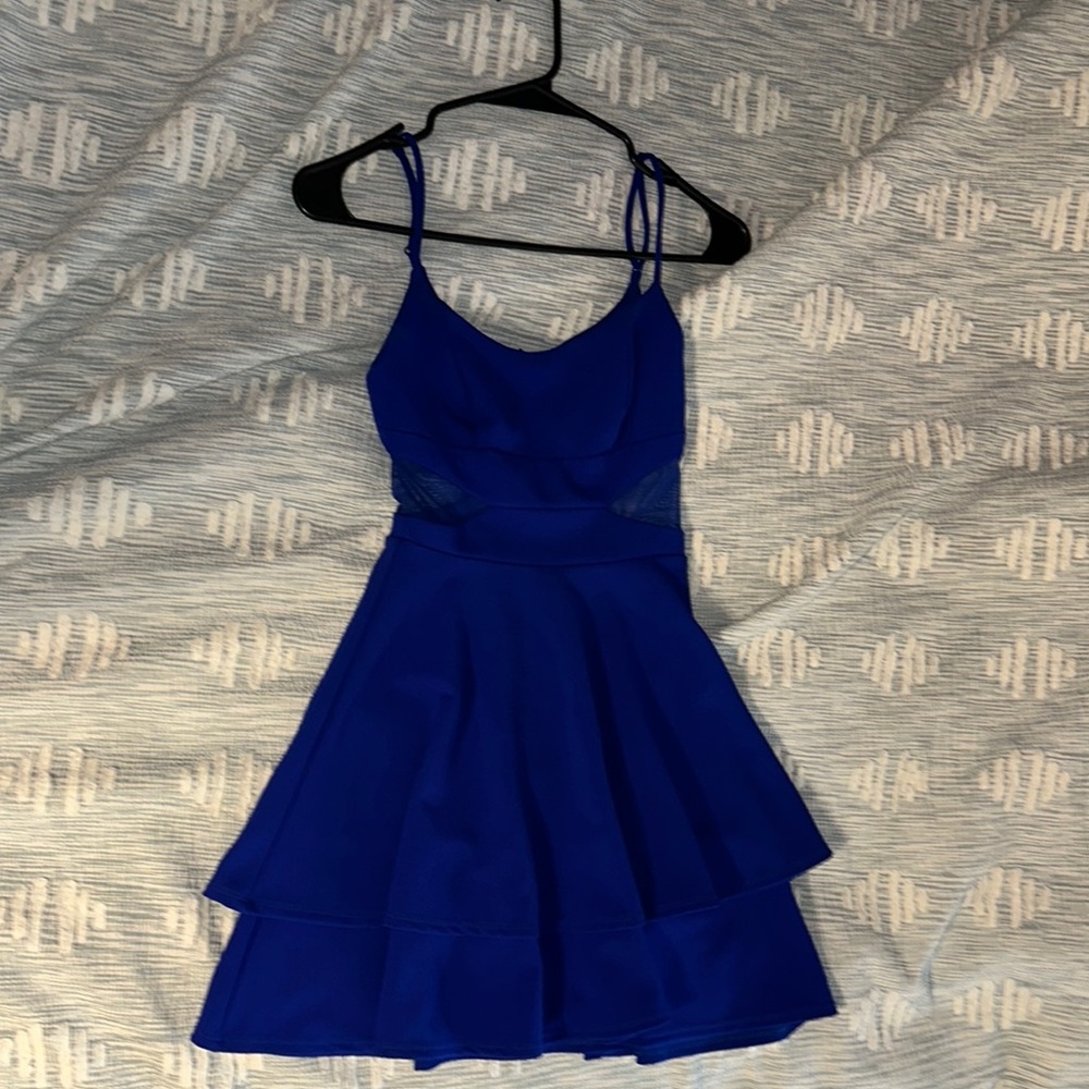 Elegant Blue Spaghetti Strap Dress